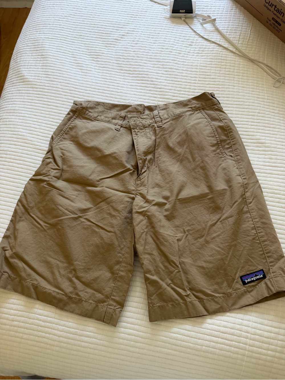 Tan Patagonia lightweight shorts